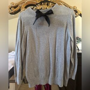 JCrew Gray Sweater with Black Bow Accent